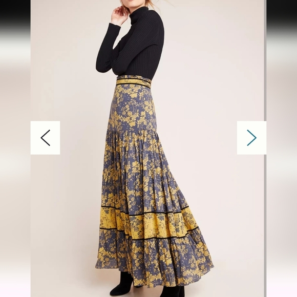 Carolina K Dresses & Skirts - CAROLINA K TIERED ROMANTIC FLORAL MAXI SKIRT SIDE ZIPPER SIZE SMALL